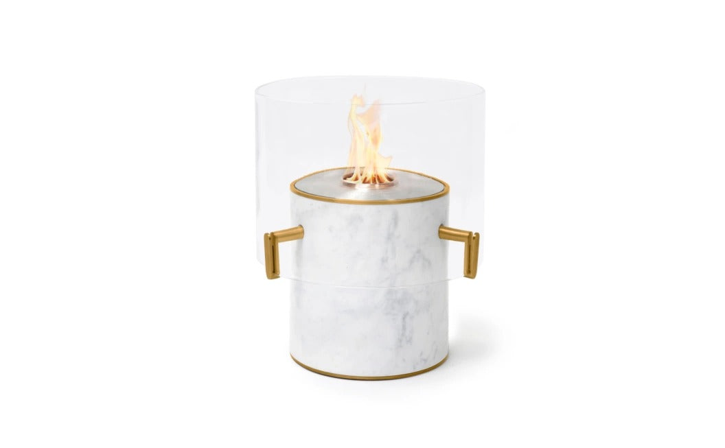Pillar 3L Designer Fireplace in White Marble