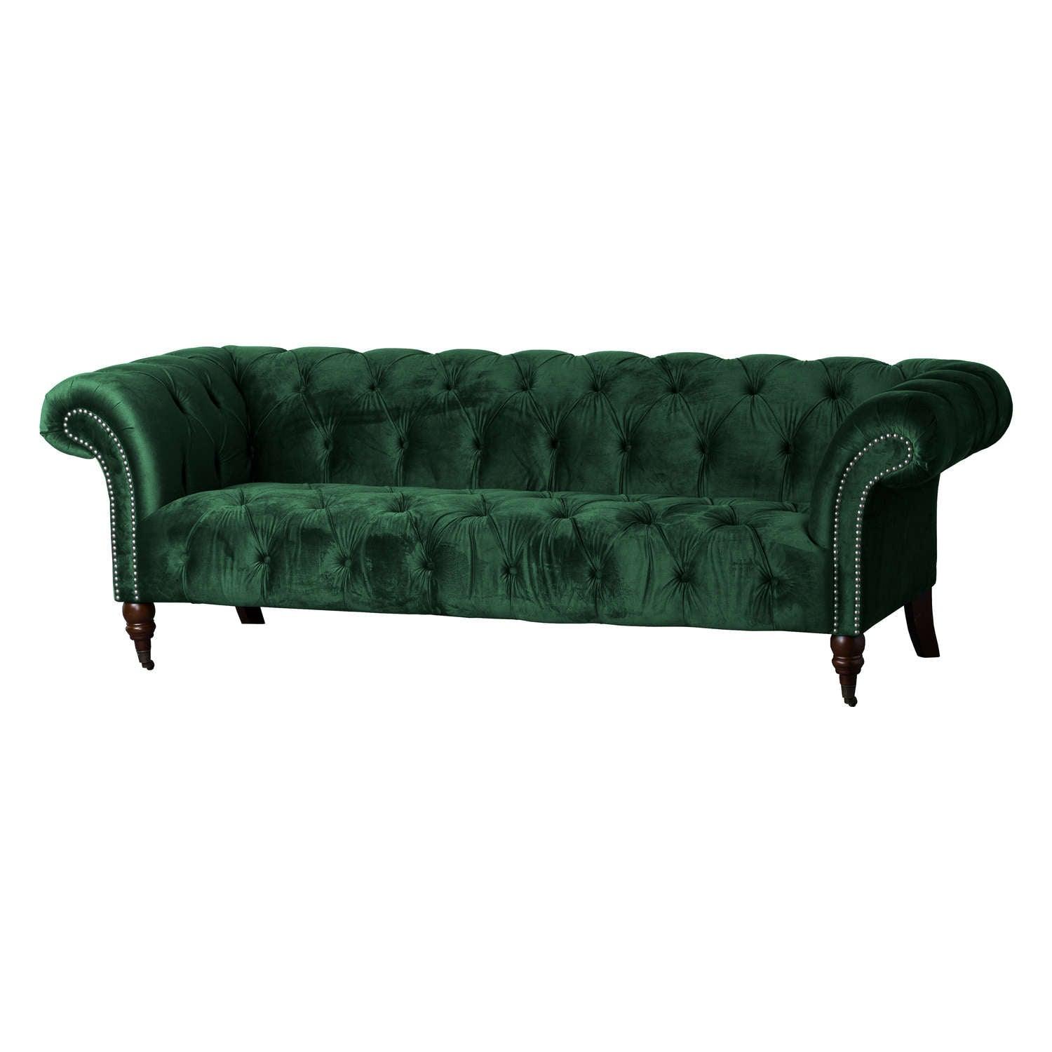 Emerald Velvet Chesterfield Three Seater Sofa - Vookoo Lifestyle