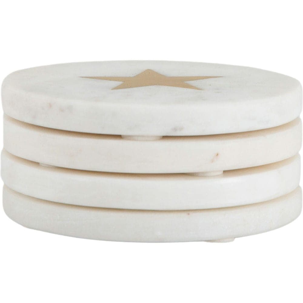 Erwin Coaster Marble/Brass (4pk) - Vookoo Lifestyle