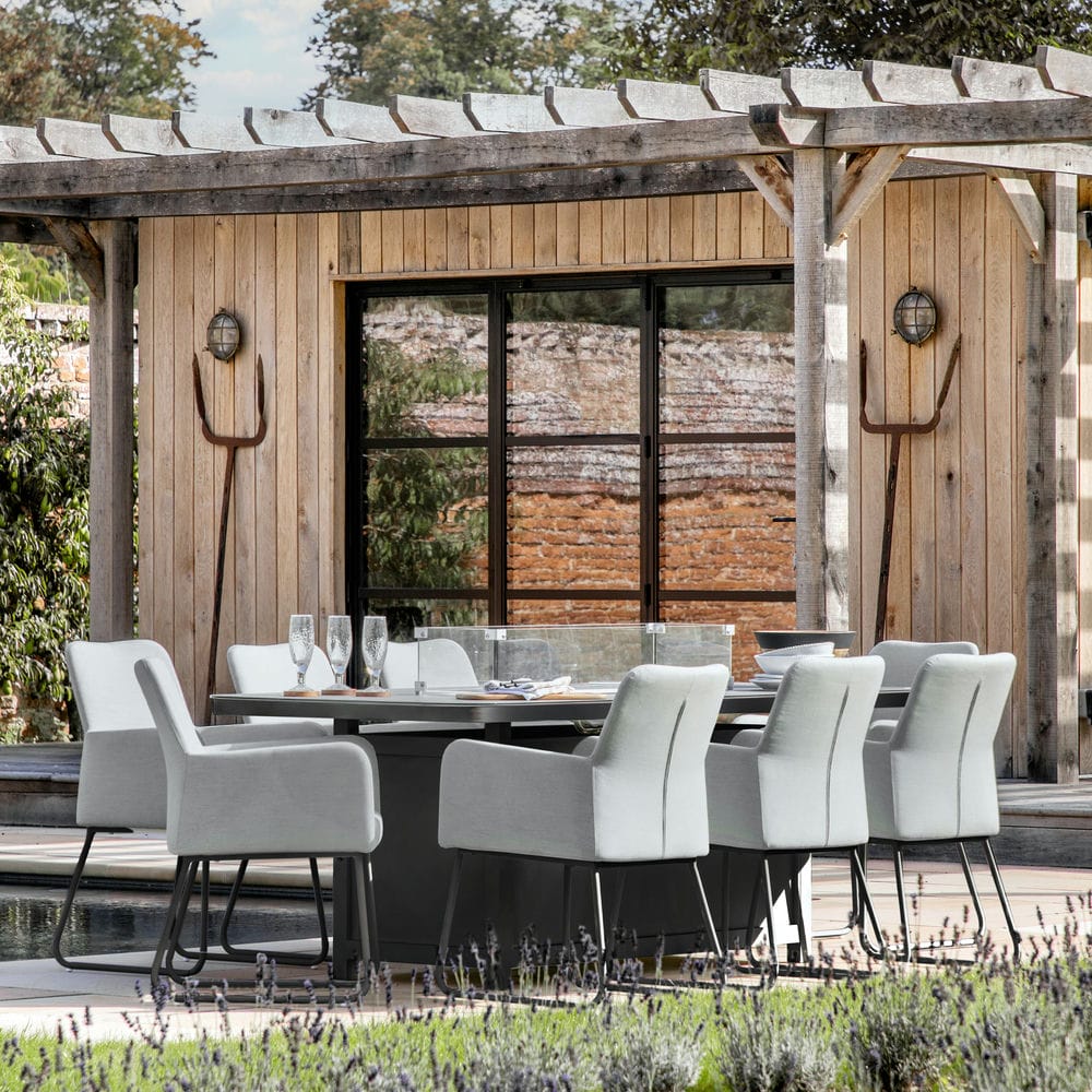 Evie 8 Seater Dining Set with Fire Pit Table Slate - Vookoo Lifestyle