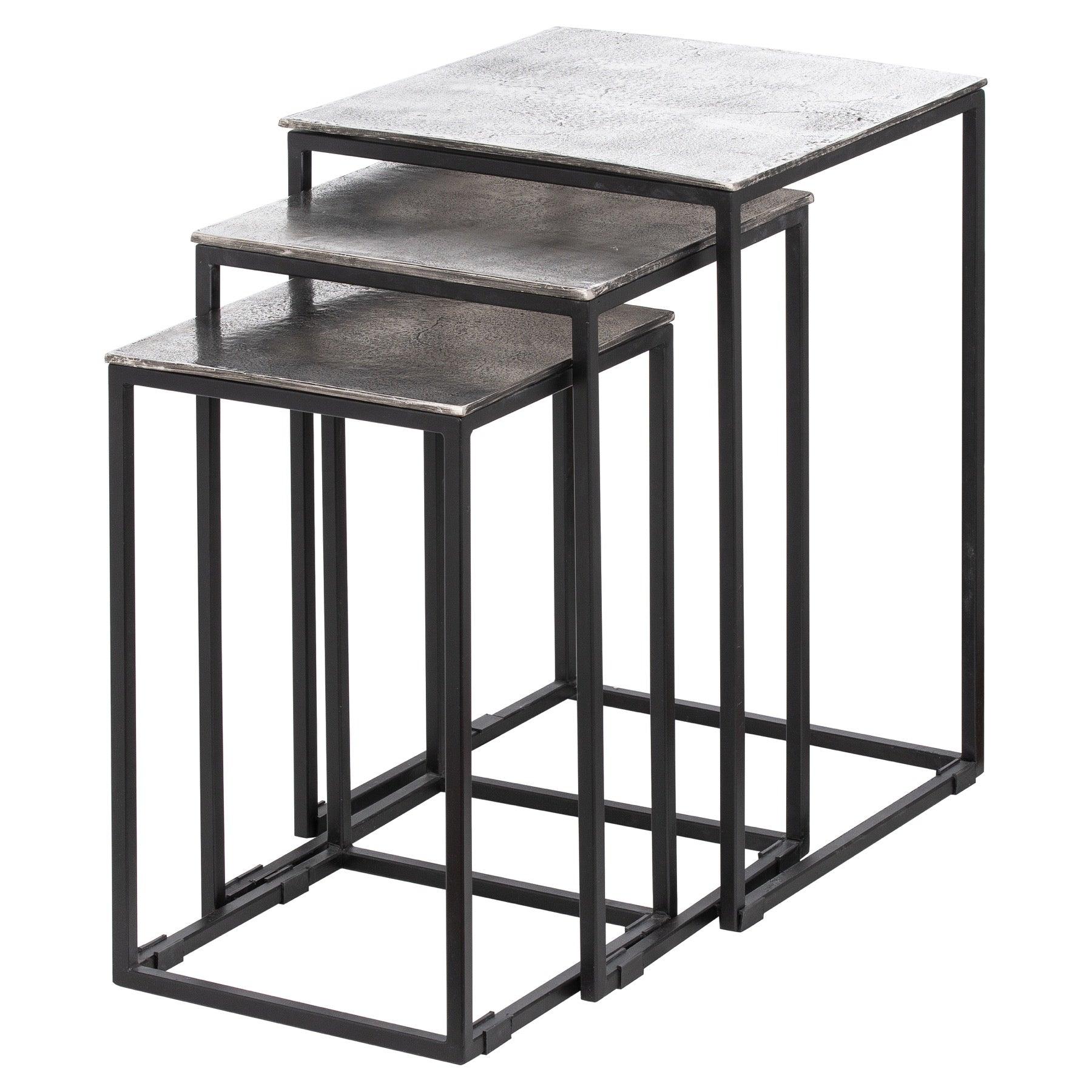 Farrah Collection Silver Nest Of Three Tables - Vookoo Lifestyle