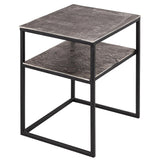 Farrah Collection Silver Side Table with Shelf - Vookoo Lifestyle