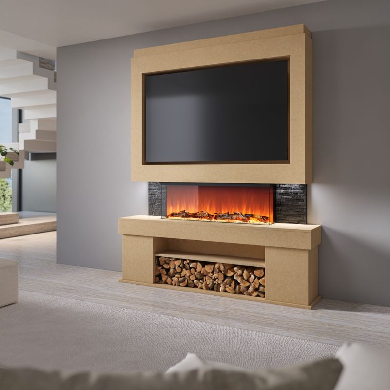 FyreFly Camara Pre-Built Media Wall With Electric Fire - Vookoo Lifestyle