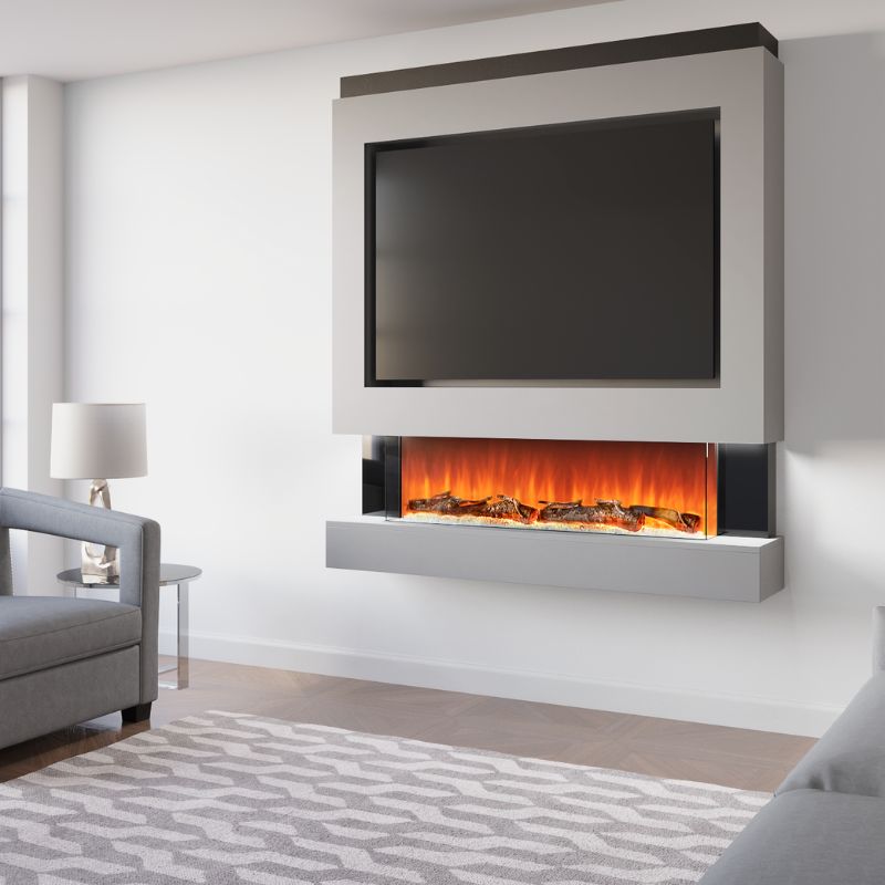 FyreFly Onyx Pre-Built Media Wall With Electric Fire - Vookoo Lifestyle