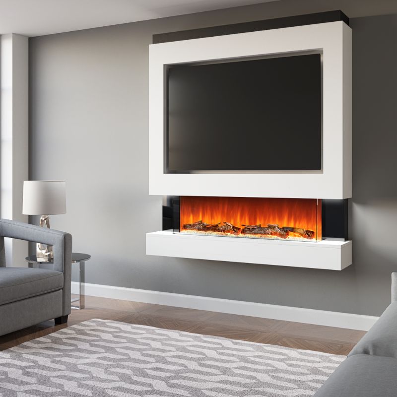 FyreFly Onyx Pre-Built Media Wall With Electric Fire - Vookoo Lifestyle