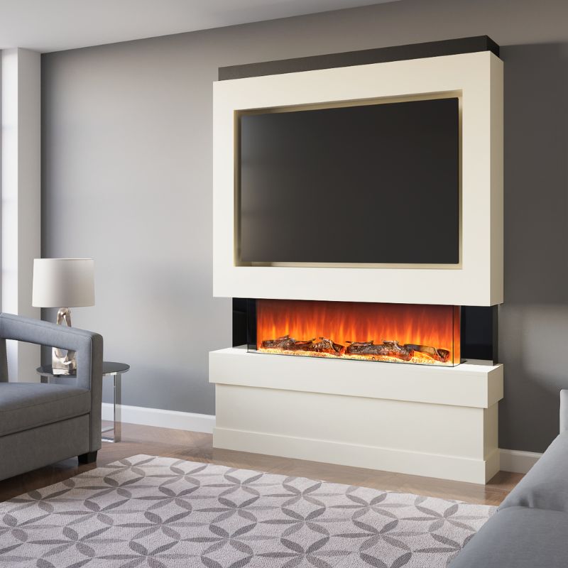 FyreFly Utlro Pre-Built Media Wall With Electric Fire - Vookoo Lifestyle