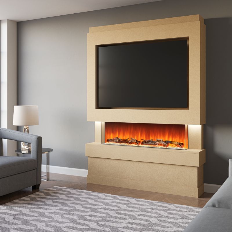 FyreFly Utlro Pre-Built Media Wall With Electric Fire - Vookoo Lifestyle