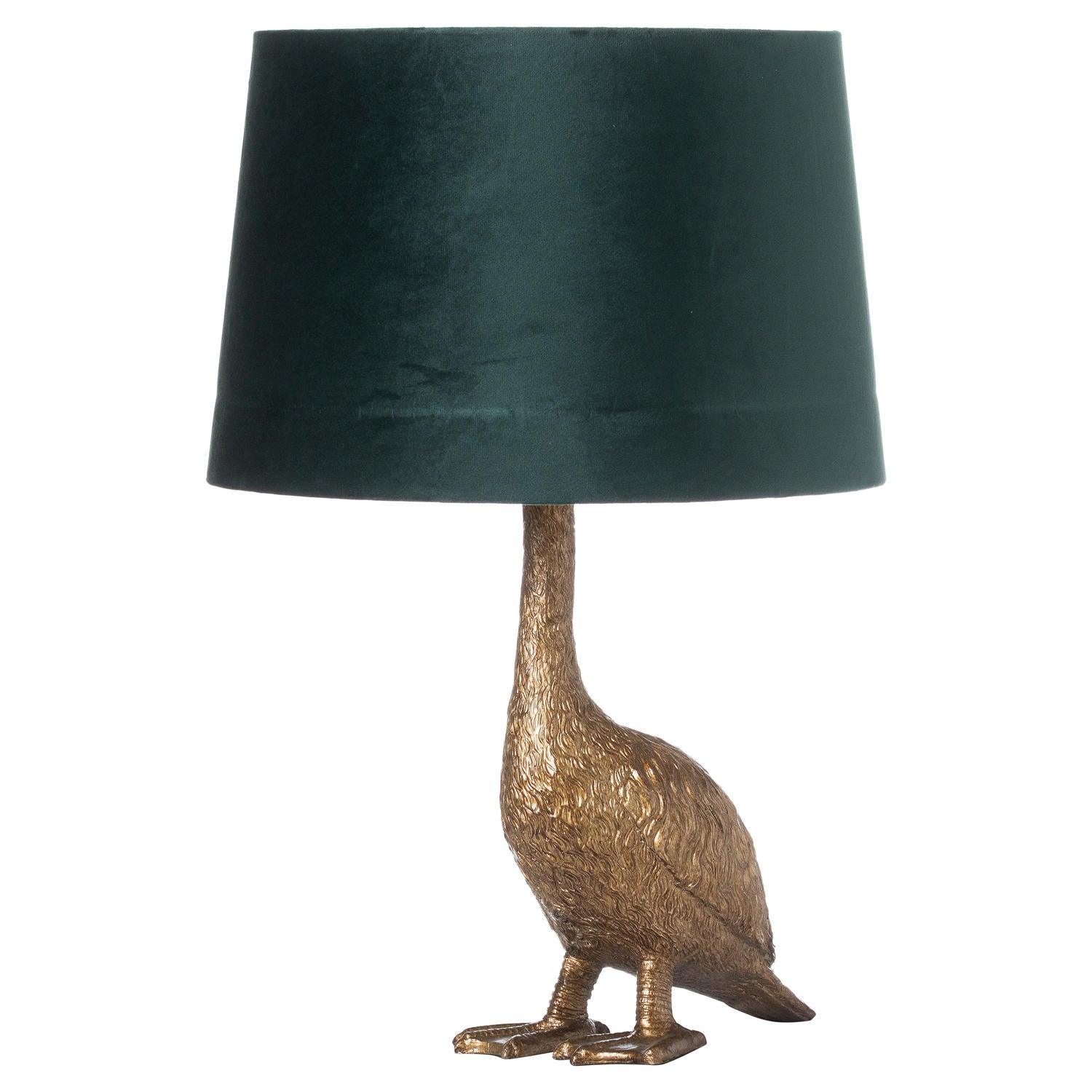 Gary the Goose Gold Table Lamp With Emerald Velvet Shade - Vookoo Lifestyle