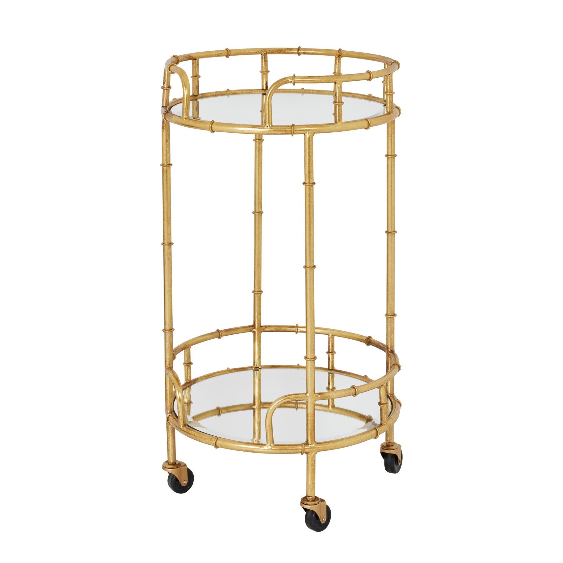 Gold Round Drinks Trolley - Vookoo Lifestyle