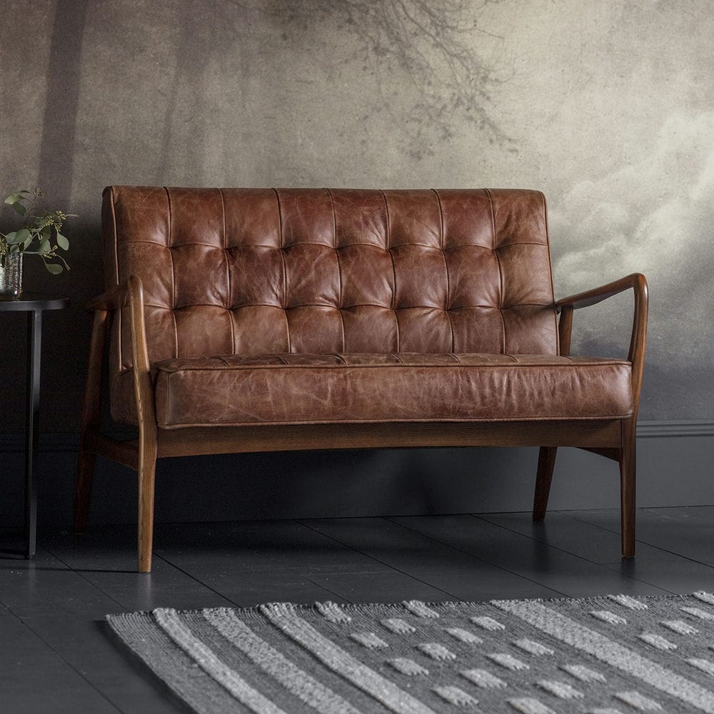Helsinki 2 Seater Sofa Vintage Brown Leather - Vookoo Lifestyle