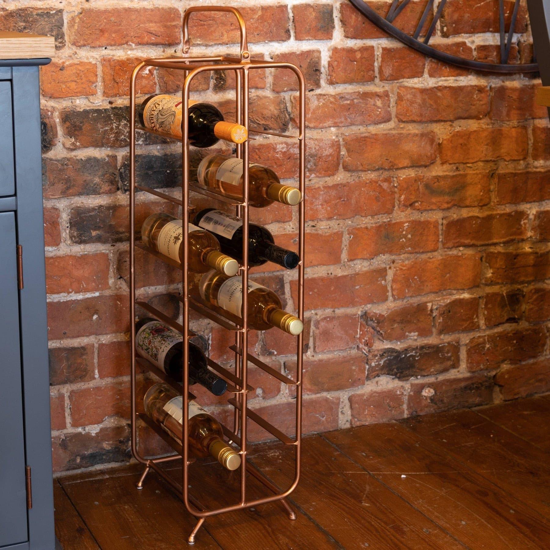 Industrial Inspired Copper Finished 12 Bottle Wine Holder - Vookoo Lifestyle