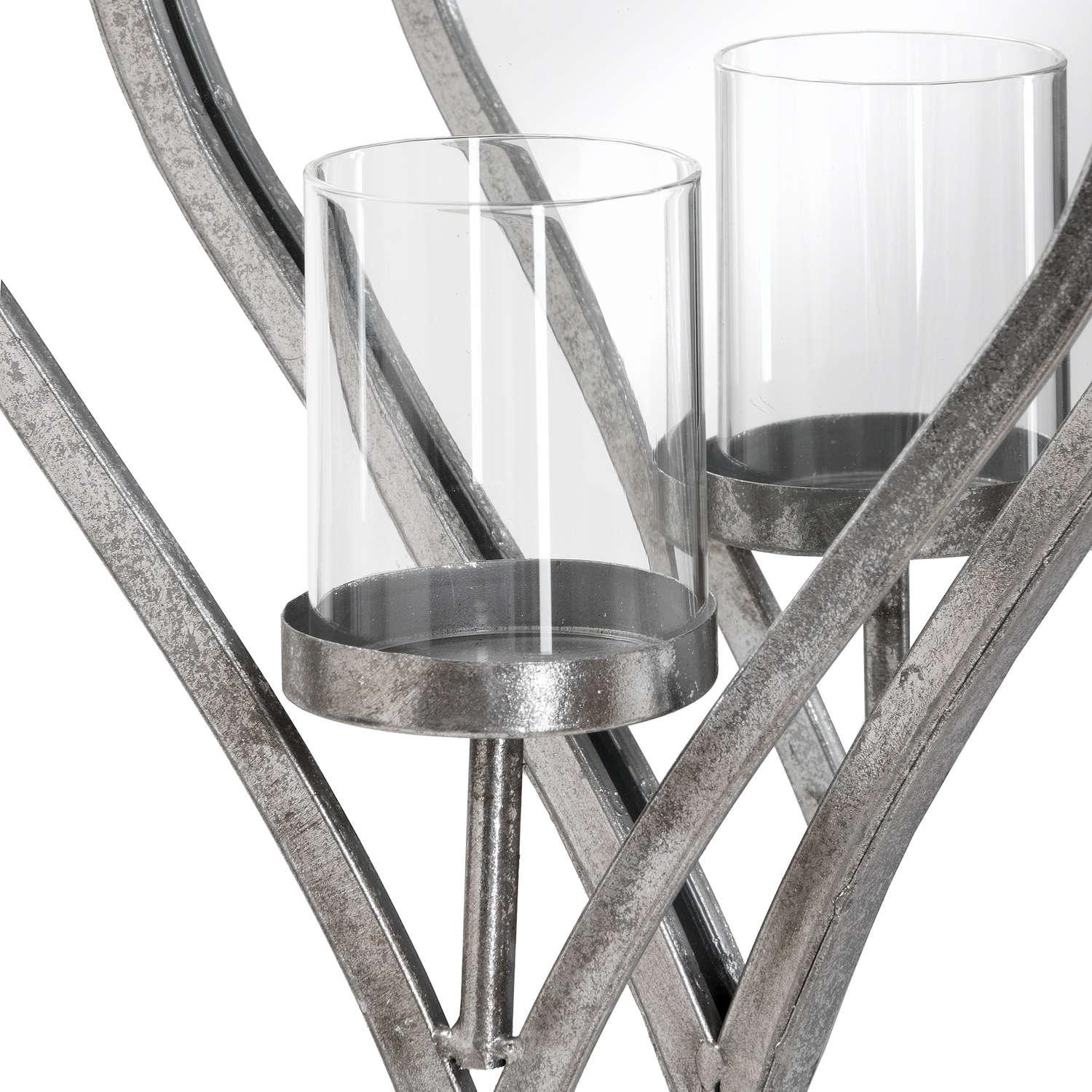 Large Antique Silver Mirrored Heart Candle Holder - Vookoo Lifestyle