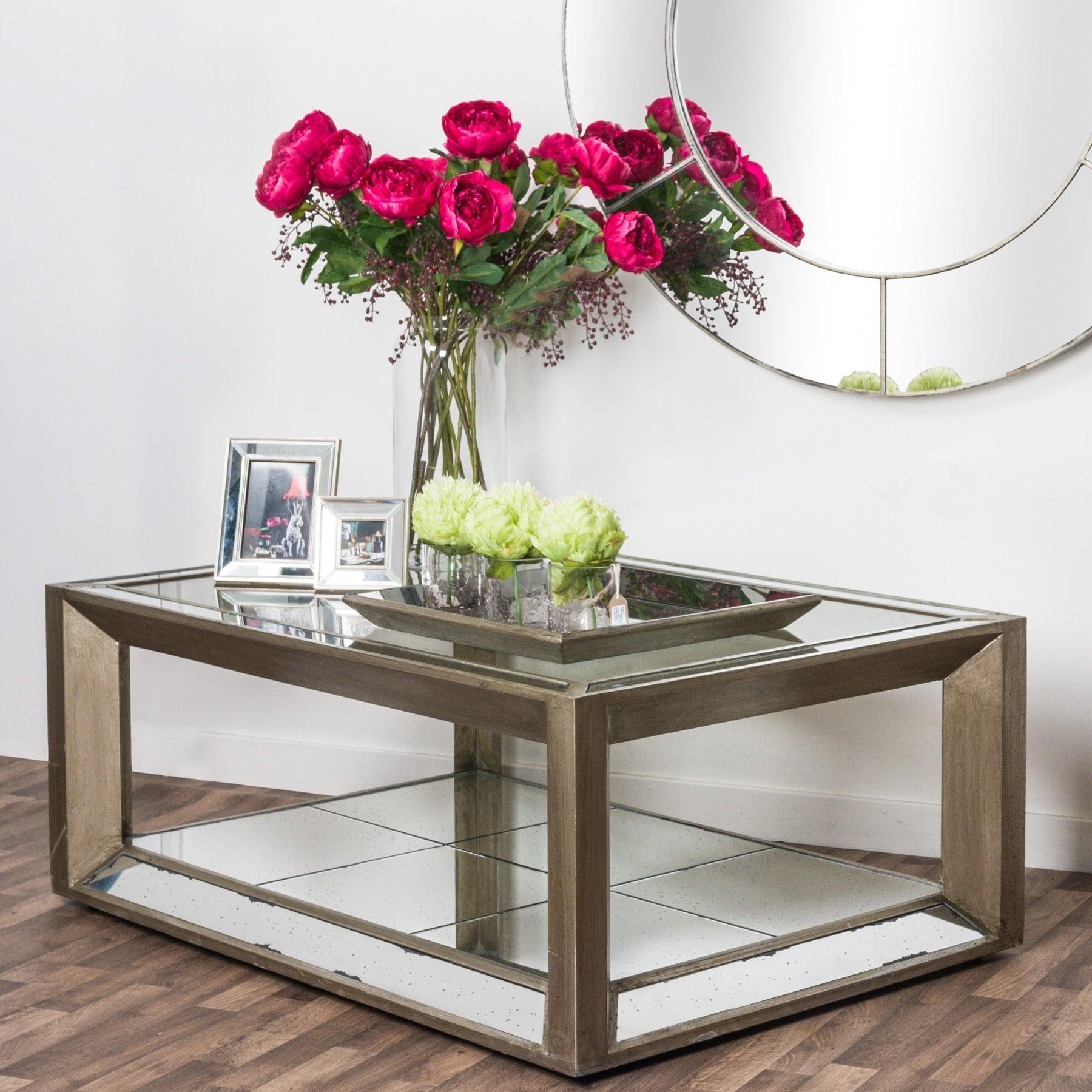 Large Augustus Mirrored Coffee Table - Vookoo Lifestyle
