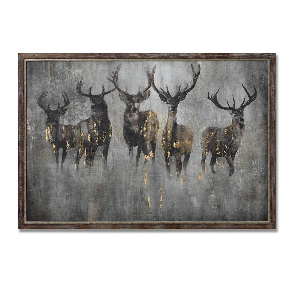 Large Curious Stag Painting on Cement Board with Frame - Vookoo Lifestyle