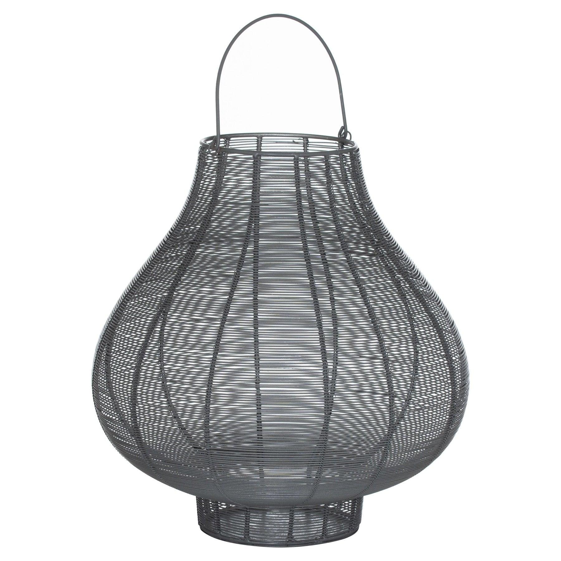 Large Glowray Silver And Grey Bulbous Wire Lantern - Vookoo Lifestyle