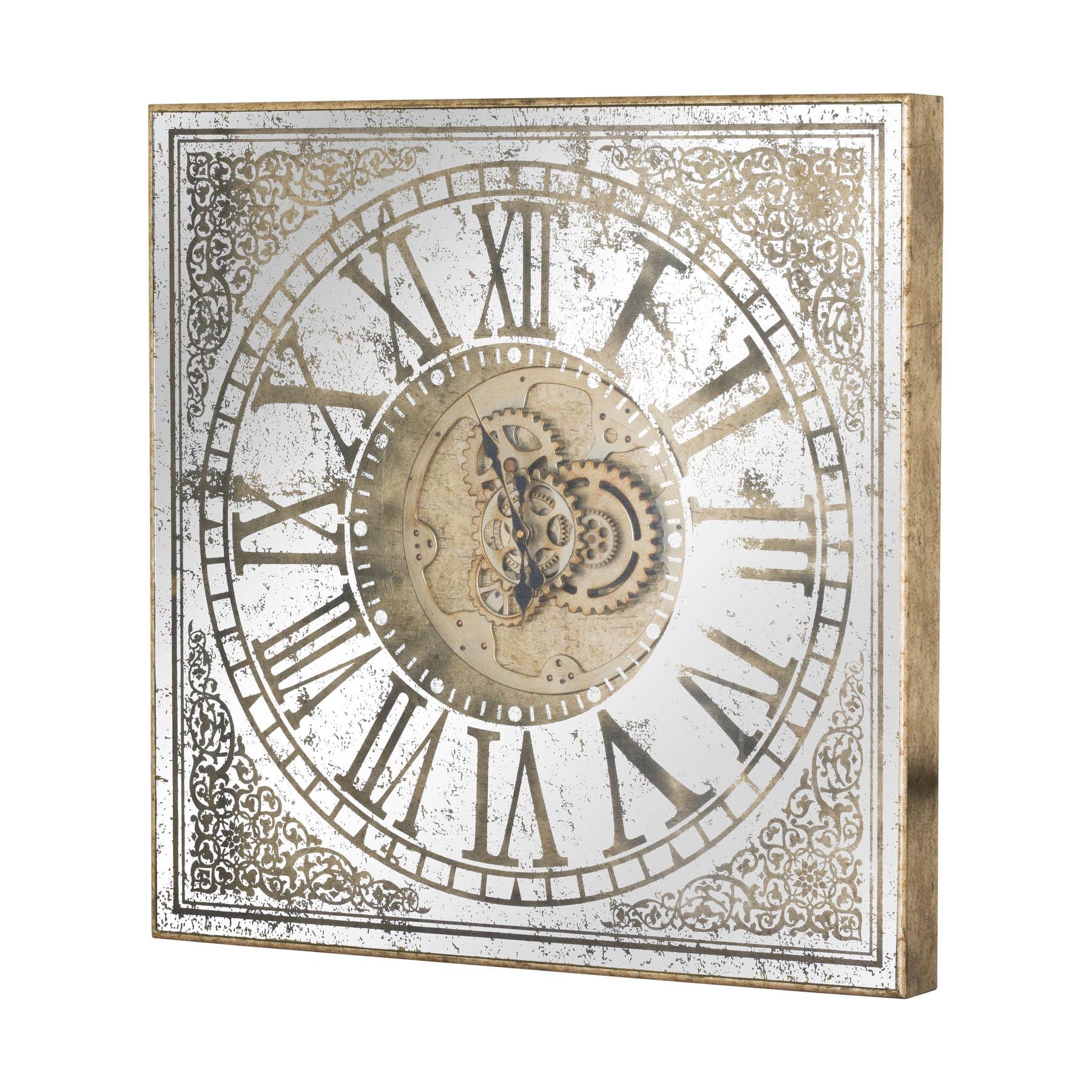 Large Mirrored Square Framed Clock With Moving Mechanism - Vookoo Lifestyle