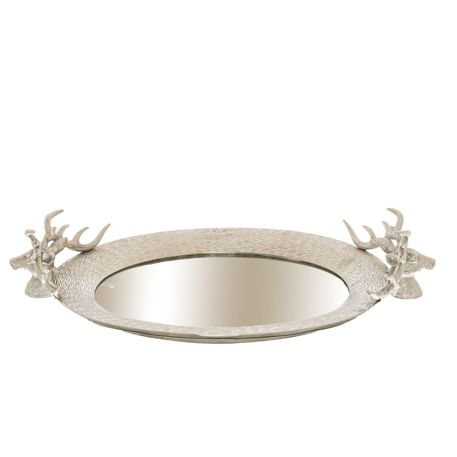 Large Mirrored Tray With Stag Heads - Vookoo Lifestyle