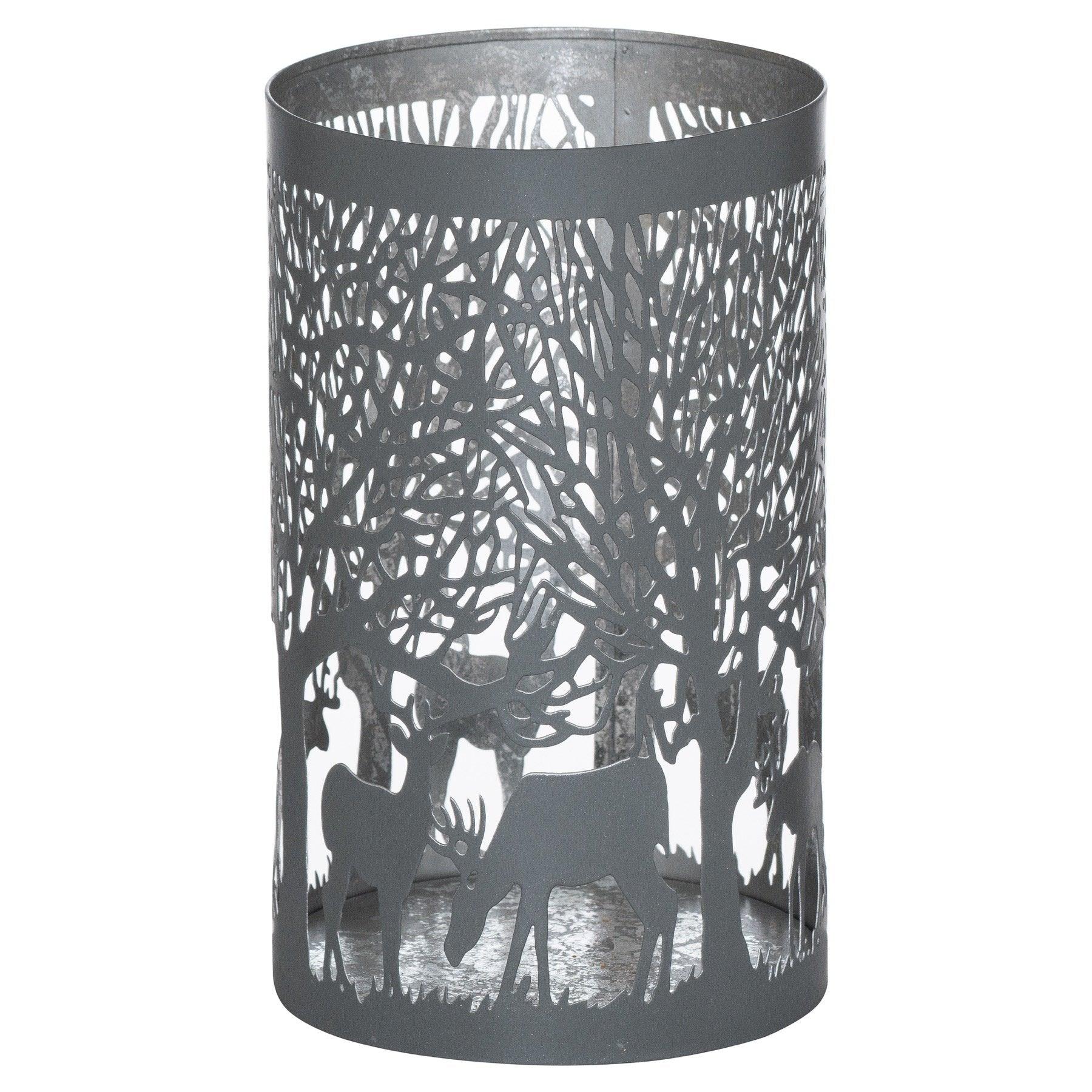 Large Silver And Grey Glowray Stag In Forest Lantern - Vookoo Lifestyle