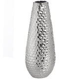 Large Silver Ceramic Bulb Vase in Dimple Effect - Vookoo Lifestyle