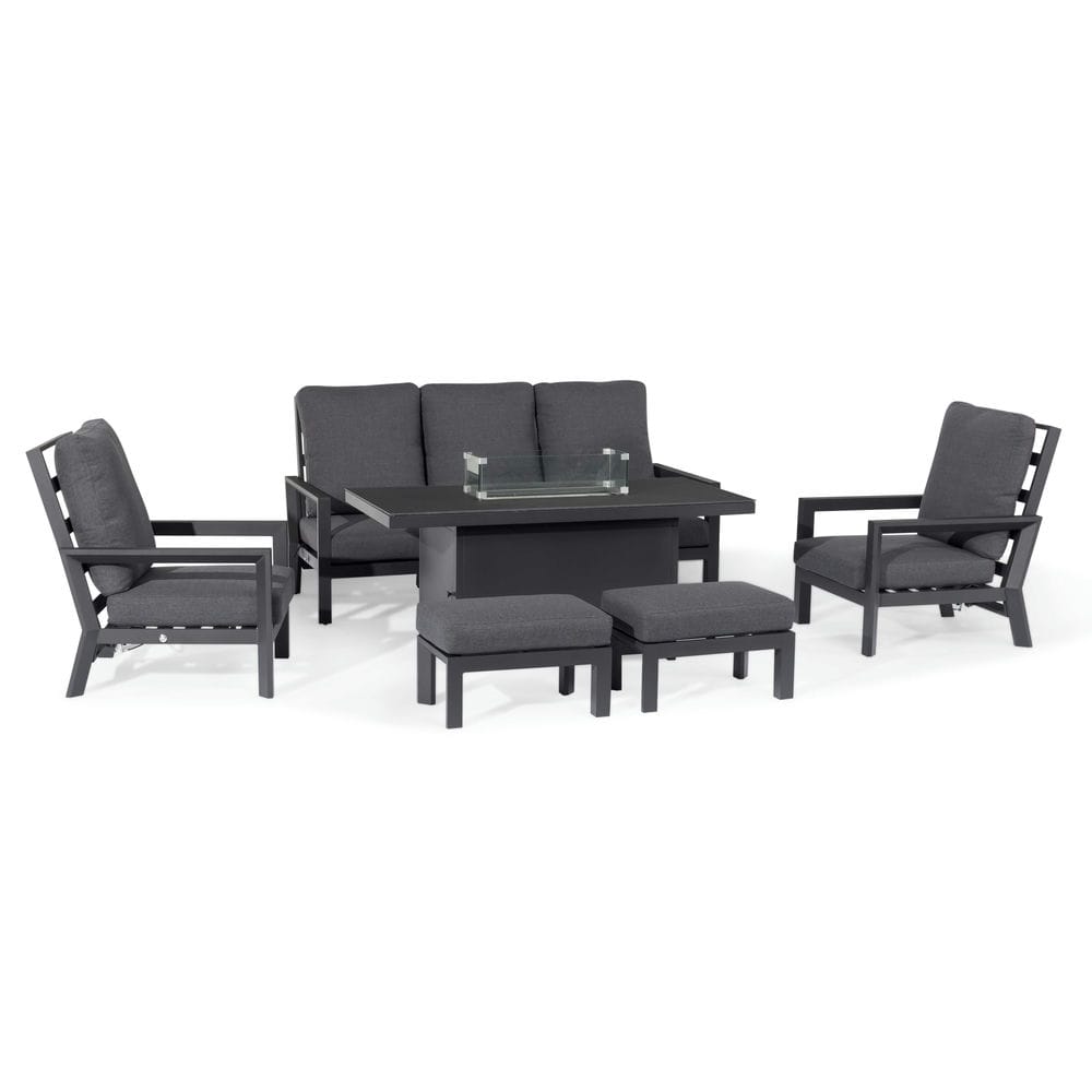 Manhattan Reclining 3 Seat Sofa Set with Fire Pit Table & Footstools - Vookoo Lifestyle