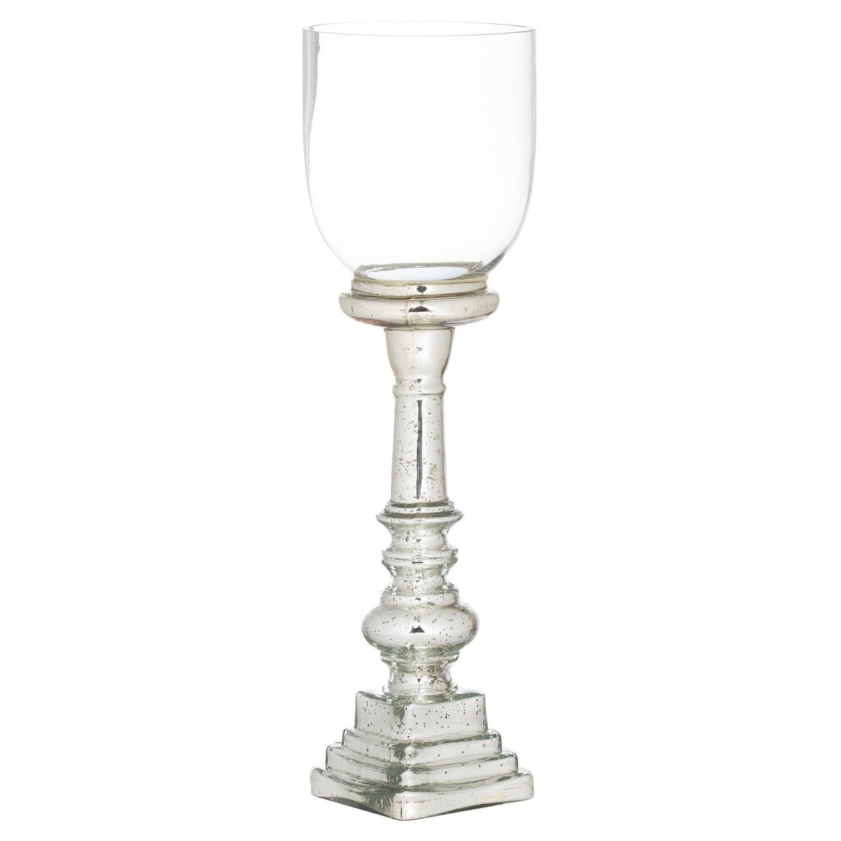 Mercury Effect Glass Top Tall Candle Pillar Holder - Vookoo Lifestyle