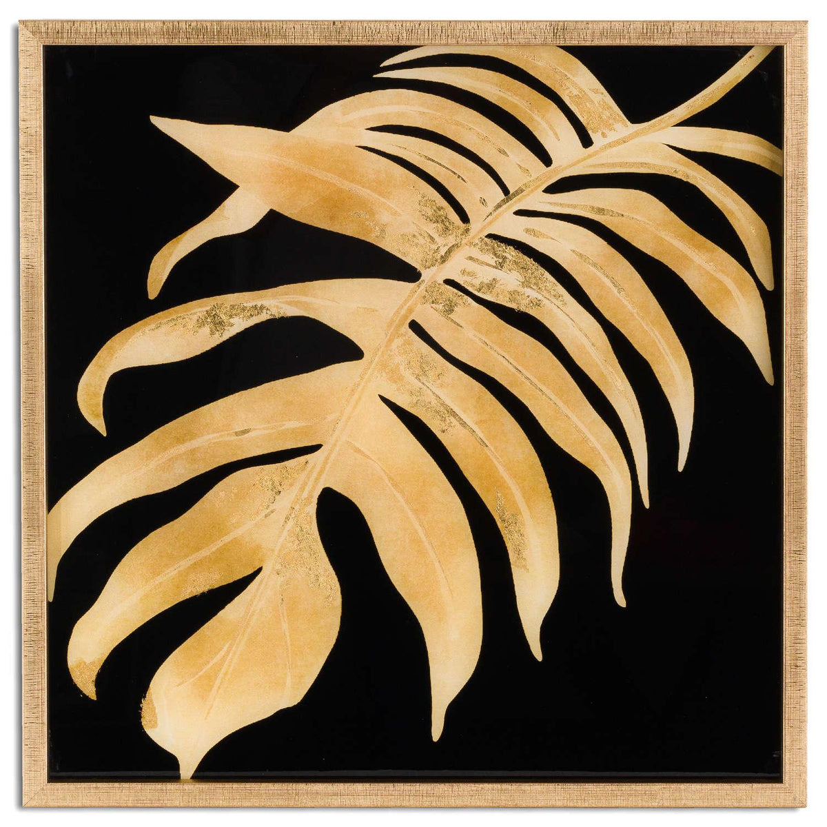 Metallic Leaf Glass Image In Gold Frame - Vookoo Lifestyle
