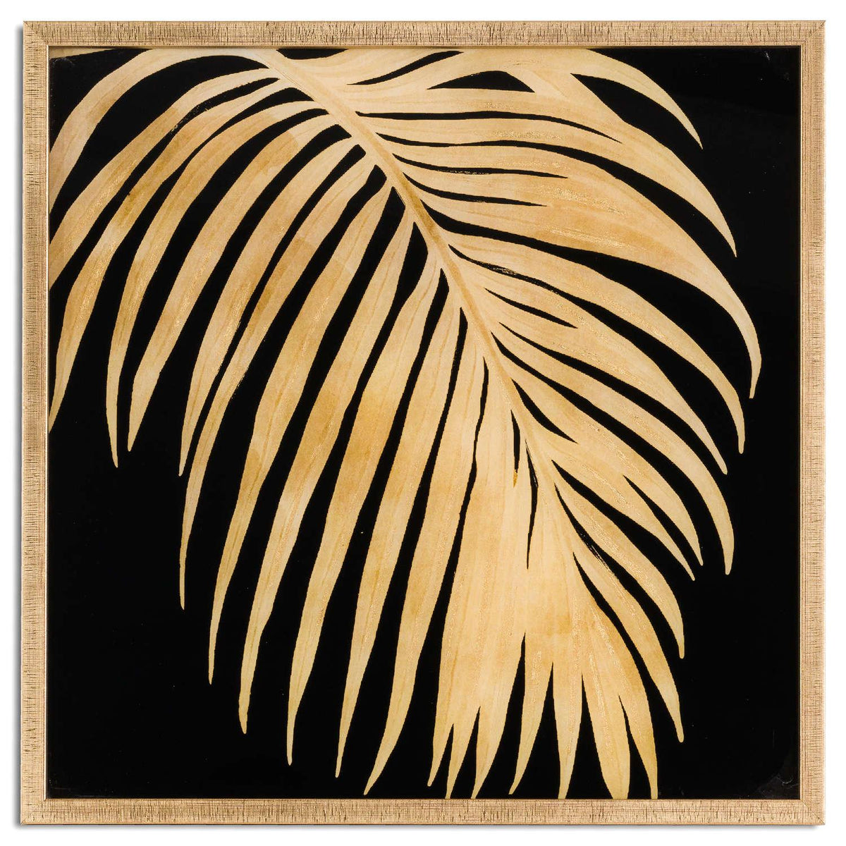 Metallic Palm Glass Image In Gold Frame - Vookoo Lifestyle