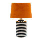 Monochrome Ceramic Lamp With Burnt Orange Velvet Shade - Vookoo Lifestyle