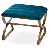 Navy And Brass Ribbed Footstool - Vookoo Lifestyle