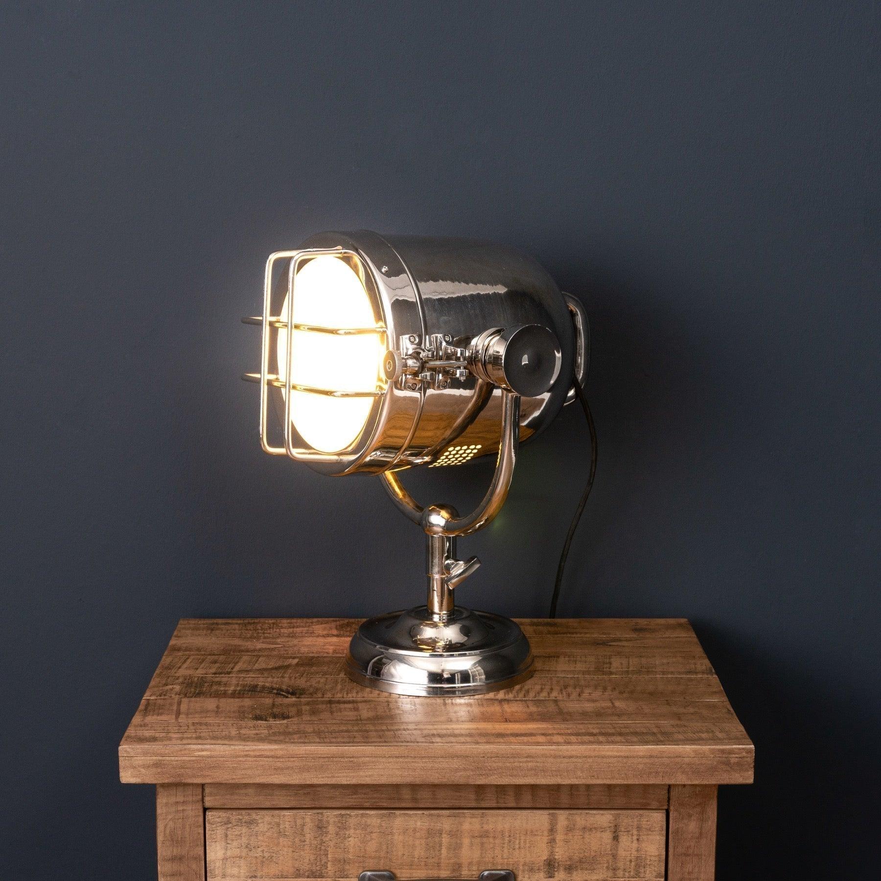 Nickel Industrial Spotlight Table Lamp - Vookoo Lifestyle