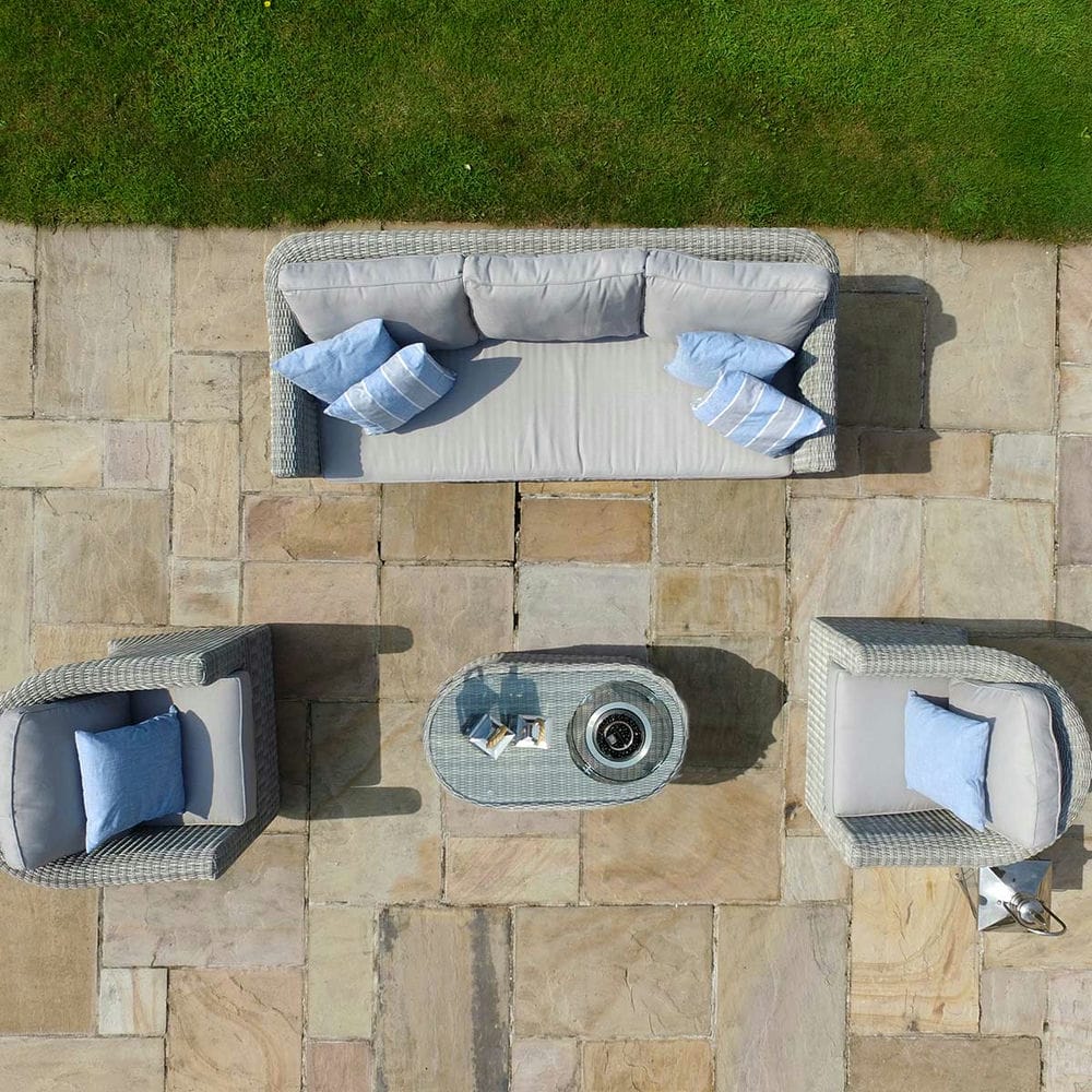 Oxford 3 Seat Sofa Set with Fire Pit Coffee Table - Vookoo Lifestyle