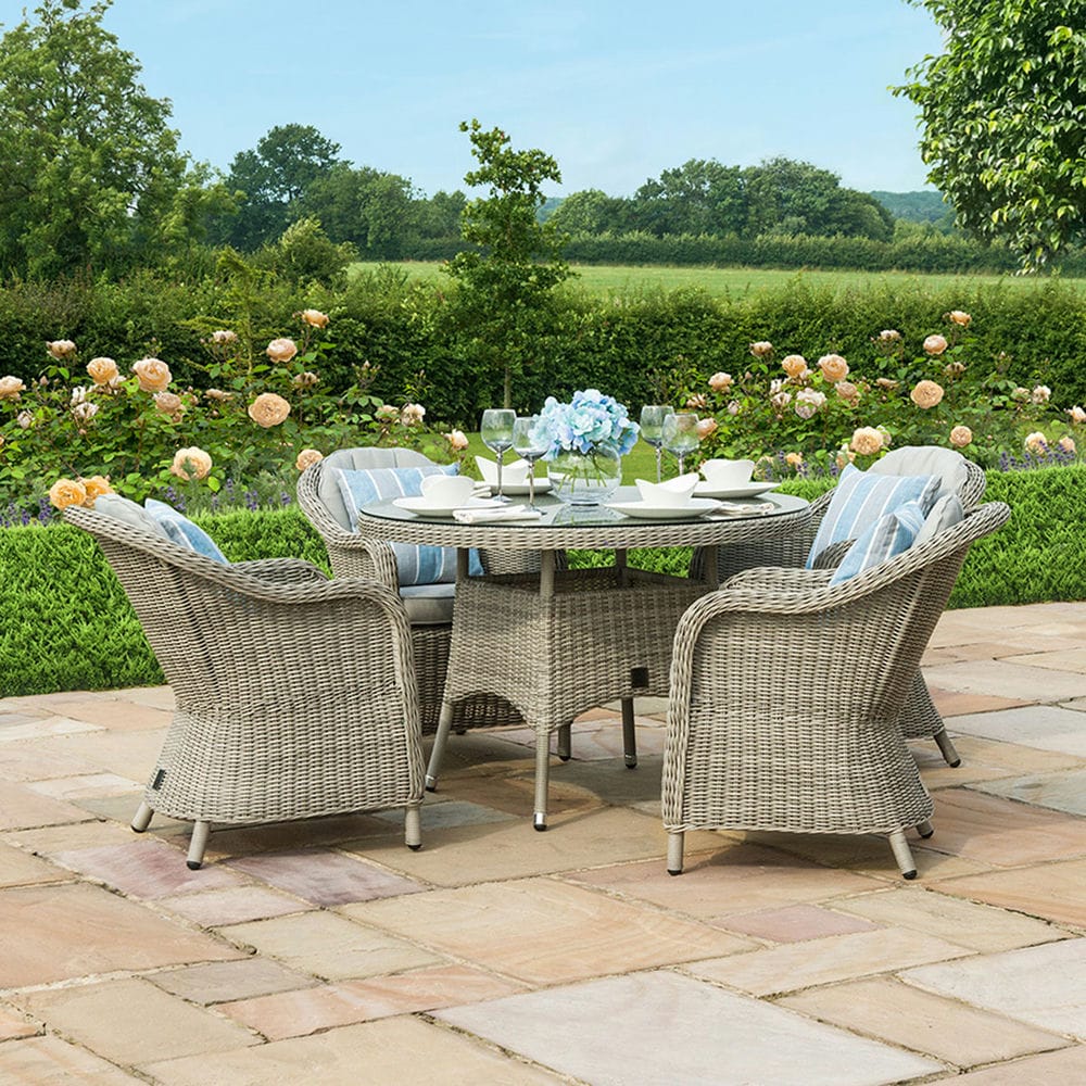 Oxford 4 Seat Round Dining Set with Heritage Chairs - Vookoo Lifestyle