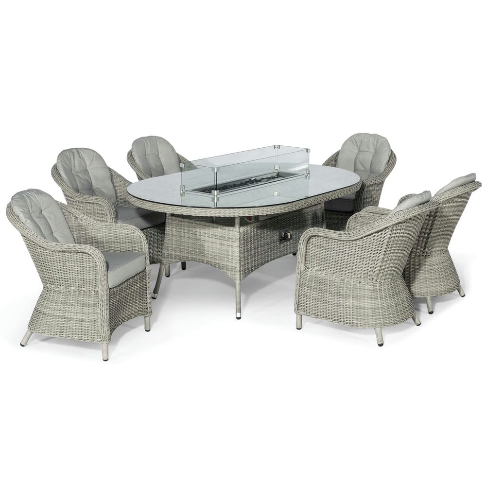 Oxford 6 Seat Oval Fire Pit Dining Set with Heritage Chairs - Vookoo Lifestyle