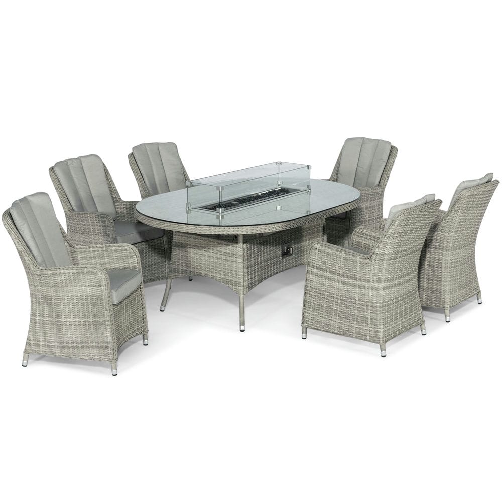 Oxford 6 Seat Oval Fire Pit Dining Set with Venice Chairs - Vookoo Lifestyle