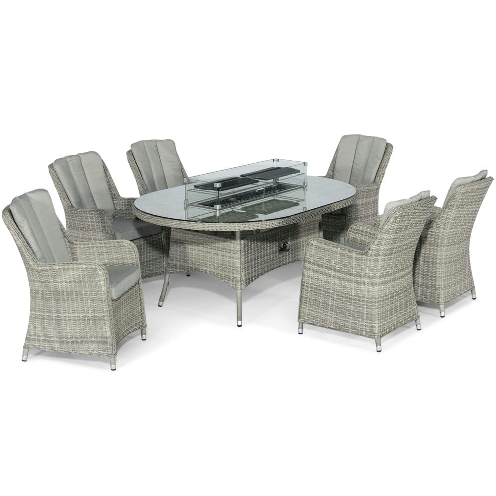 Oxford 6 Seat Oval Fire Pit Dining Set with Venice Chairs - Vookoo Lifestyle