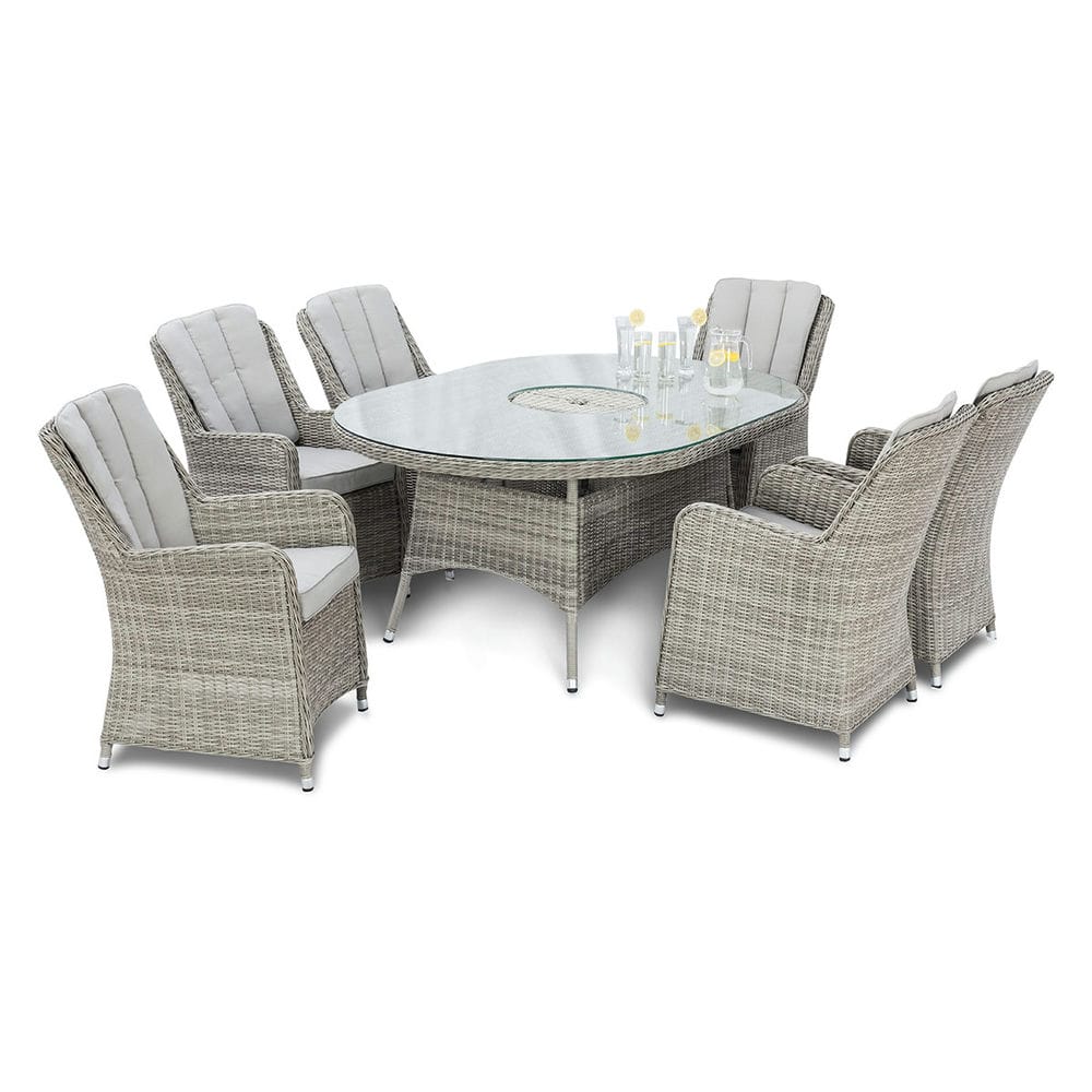 Oxford 6 Seat Oval Ice Bucket Dining Set with Venice Chairs Lazy Susan - Vookoo Lifestyle
