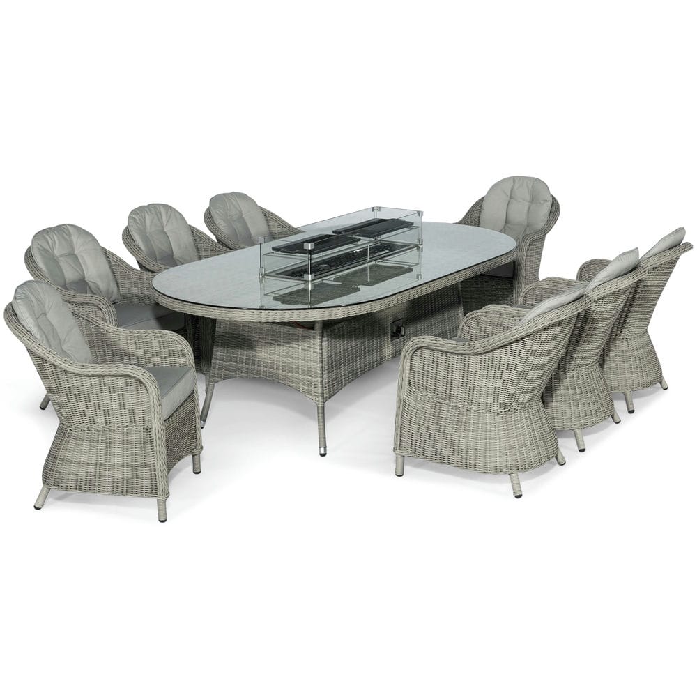 Oxford 8 Seat Oval Fire Pit Dining Set with Heritage Chairs by - Vookoo Lifestyle