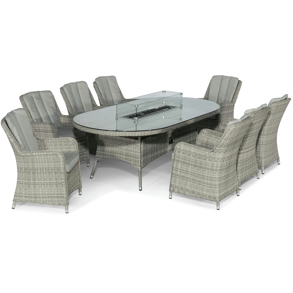 Oxford 8 Seat Oval Fire Pit Dining Set with Venice Chairs - Vookoo Lifestyle