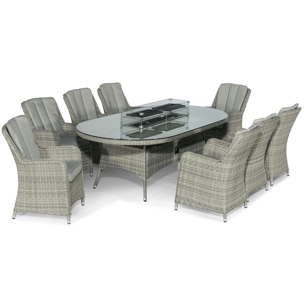 Oxford 8 Seat Oval Fire Pit Dining Set with Venice Chairs - Vookoo Lifestyle