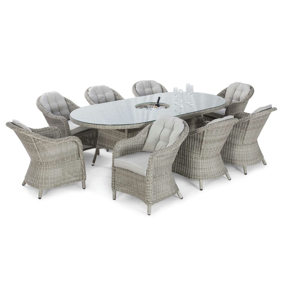 Oxford 8 Seat Oval Ice Bucket Dining Set with Heritage Chairs Lazy Susan - Vookoo Lifestyle