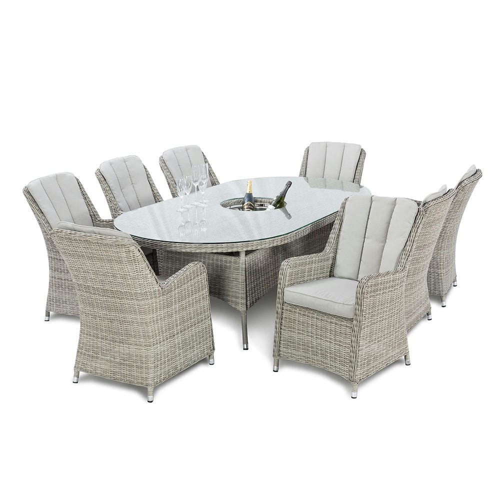 Oxford 8 Seat Oval Ice Bucket Dining Set with Venice Chairs Lazy Susan - Vookoo Lifestyle