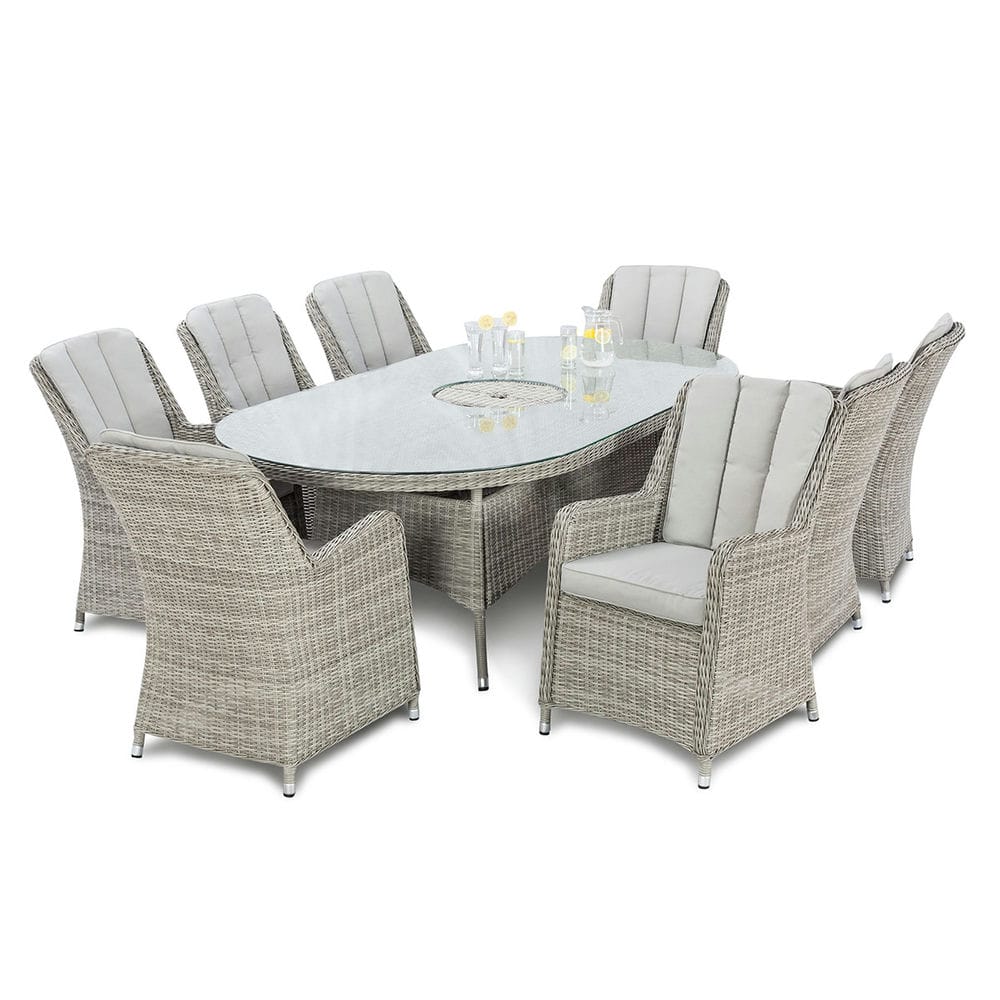 Oxford 8 Seat Oval Ice Bucket Dining Set with Venice Chairs Lazy Susan - Vookoo Lifestyle
