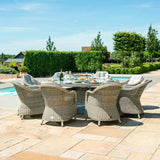 Oxford 8 Seat Round Fire Pit Dining Set with Heritage Chairs and Lazy Susan - Vookoo Lifestyle