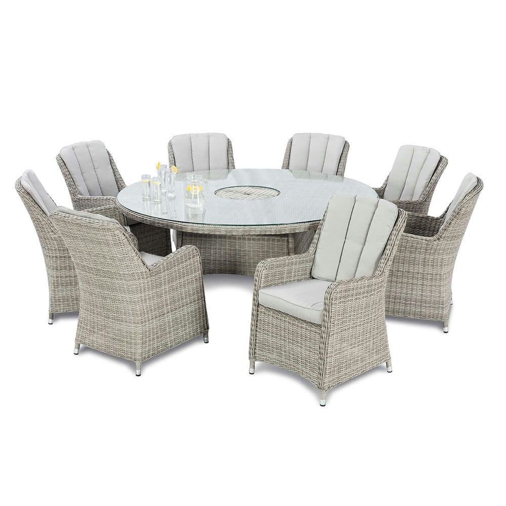 Oxford 8 Seat Round Ice Bucket Dining Set with Venice Chairs Lazy Susan - Vookoo Lifestyle