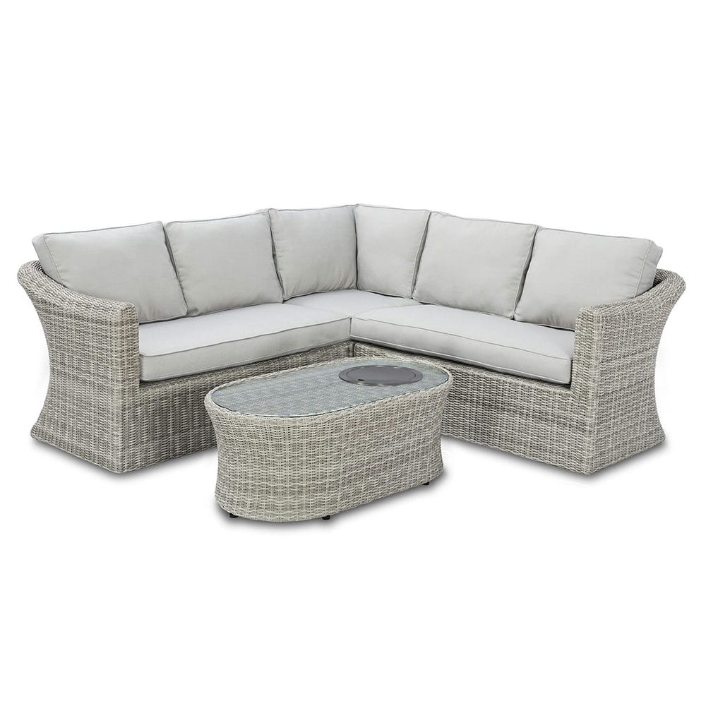 Oxford Small Corner Sofa Set with Fire Pit Coffee Table - Vookoo Lifestyle