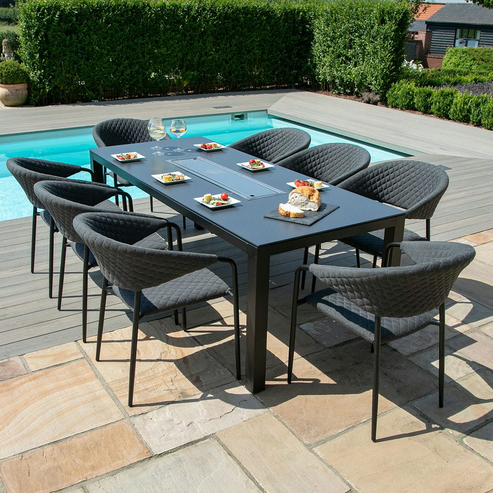 Pebble 8 Seat Rectangular Dining Set - Fire Pit Table - Vookoo Lifestyle