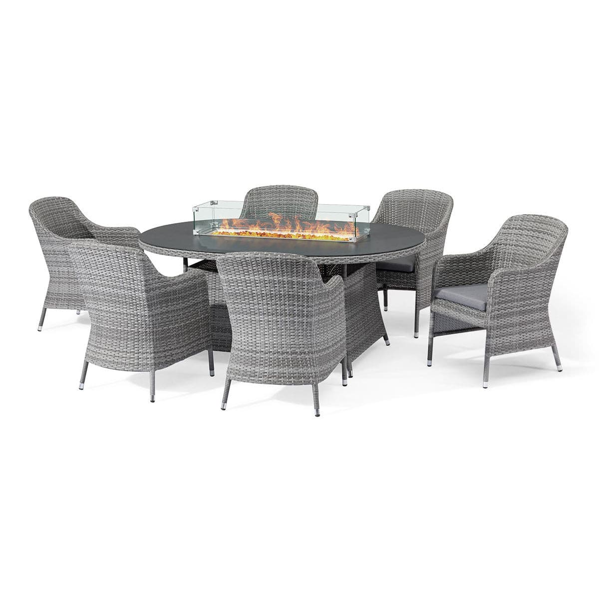 Santorini 6 Seat Oval Fire Pit Dining Set - Vookoo Lifestyle