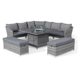 Santorini Deluxe Corner Dining Set with Fire Pit Table - Vookoo Lifestyle