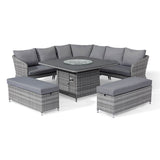 Santorini Deluxe Corner Dining Set with Fire Pit Table - Vookoo Lifestyle