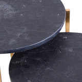 Set Of 2 Gold And Black Marble Tables - Vookoo Lifestyle